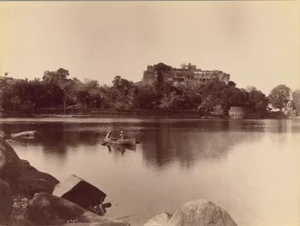 Temple in Distance with Boaters in Foreground
