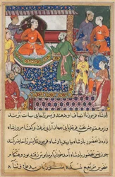 Page from Tales of a Parrot Tuti-nama: Eighth night: The handmaiden again pleads, 1558-1560