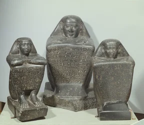 Block statues of Akhamenru, Harwa and Amenemonet, 25th-26th Dynasty