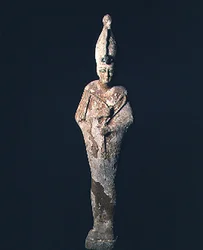 Gesso covered wooden figure of Osiris, Saite period, 664-525 BC