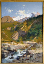 The Torrent at Chavalchere, Tabuchet Glacier and the Meije Mountain Landscape