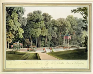 The Chinese Pavilion in the Laxenburg Gardens, Vienna, engraved by Johann Ziegler (c.1750-c.1812)