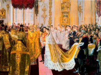 The wedding of Tsar Nicholas II and Princess Alix of Hesse-Darmstadt on November 26, 1894