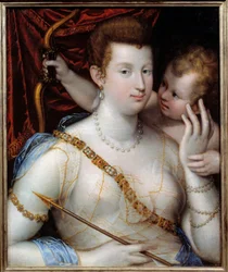 Venus and Cupid, painting by Lavinia Fontana (1552-1614), 1592, H. 0.72 x 0.5 m, Rouen Museum of Fine Arts