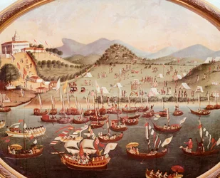 Procession of Boats on the Water in Front of Lazares Hospital, Rio de Janeiro