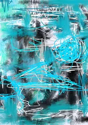Abstract Teal Scribbles