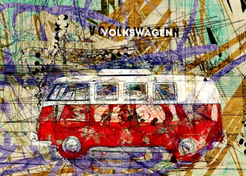 Colorful Retro Van Art
