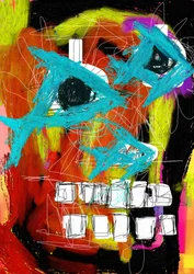 Vibrant Abstract Fish Face