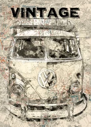 Vintage Bus Travel Map