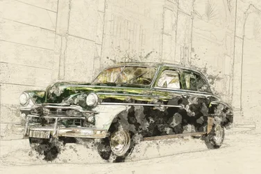 Vintage Car Sketch Art