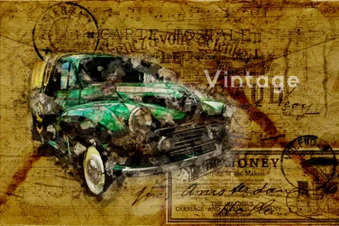 Vintage Car Travel Map