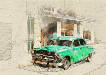 Green Car Sketch