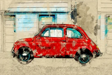 Vintage Red Car Street