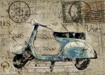 Vintage Vespa Postcard
