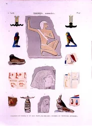 Illustrations of Painted Reliefs on Stone and Wooden Fragments Hypogees, Thebes plate 47 from Vol II of 