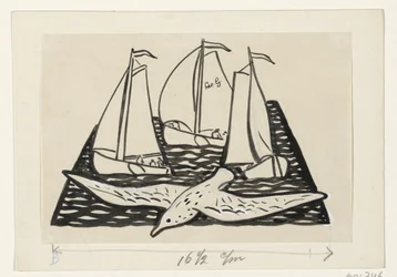 Three Sailing Ships and a Seagull