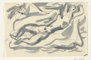 Naked Woman and Horse in the Sea
