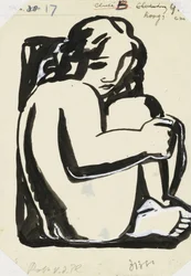Nude Seated Woman with Drawn-up Knees (Sketch)