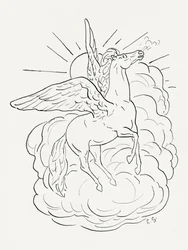 Pegasus Flies In Front of a Cloud