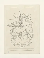 Pegasus Flying In Front of Clouds