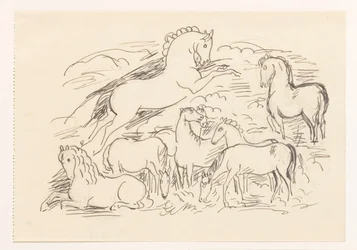 Study Sheet with Eight Horses