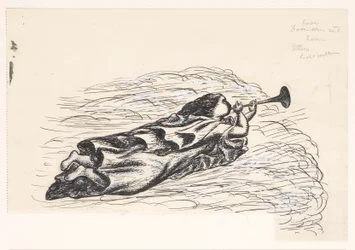 Woman with Trumpet, Floating on Clouds