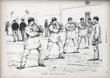 La Boxing - French Armees - drawing by Leon Couturier (1842-1935) - for 