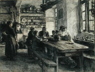 Figures in a Kitchen Interior