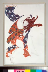 Bacchante costume drawn for the ballet Narcisse directed by Nicolas Tcherepnine