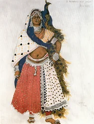 Bayadere and Peacock, Costume Sketch for Reynaldo Hahn
