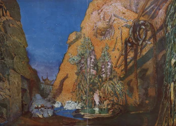 Stage Design for the Ballet Blue God by R. Hahn, 1912