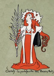 Cartoon by Henriette Rosine Bernard dit Sarah Bernhardt as a Portfolio of Fine Arts - Illustration by Leon Lebegue