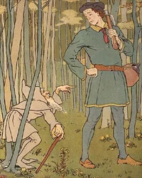 We Met a Little Old Man. Illustration from The Golden Goose