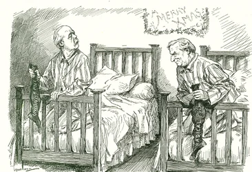 Arthur Balfour, Conservative, and Herbert Asquith, Liberal, with their Christmas stockings. In the General Election of December 1910 neither had an overall majority. Asquith was able to form a government in coalition with the Irish National Party.