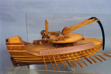 Scorpio, boat with a ram. Model after the drawing by Leonardo da Vinci. Museum of Science and Technology, Milan.