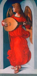 An Angel in Red with a Lute, 1490-1499