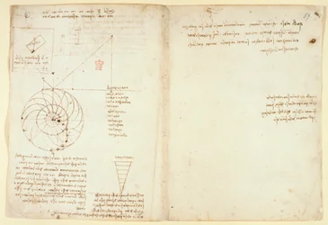 A Sketch of an Eye and a Nose of a Face in Profile; Notes on Water, from 
