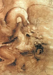 Detail of the Dragon from the drawing Fight between a Dragon and a Lion