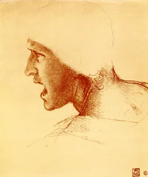 Head of Screaming and Attacking Warrior