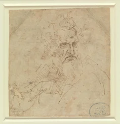 Head of a Grim-Looking Old Man with Right Arm