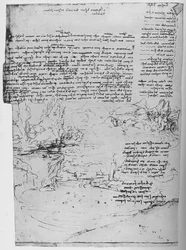 Page of Text with Sketches of Landscape, c. 1480, 1945