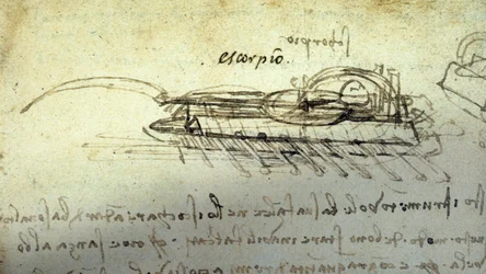 Study for a war machine Scorpion by Leonardo da Vinci (1452-1519).