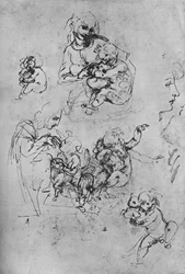 Two Studies of the Madonna and Child with a Cat and Three Studies of the Child