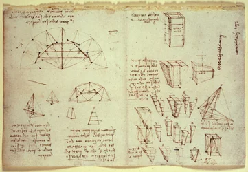 Notebook of Leonardo da Vinci, showing diagrams of geometrical shapes