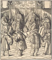 Assembly of Four Kings, in the Foreground Four Men