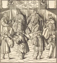 Assembly of Four Kings, in the Foreground Four Men