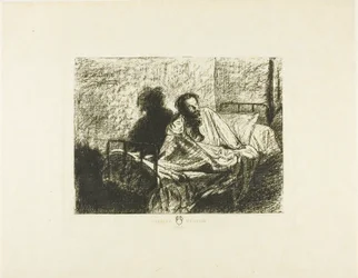 Portrait of Charles Meryon Sitting Up in Bed