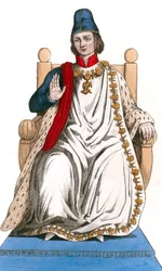 French King Louis XI wearing Saint Michel order suit