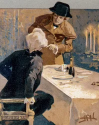 Postcard depicting scenes from Tosca, opera by Giacomo Puccini