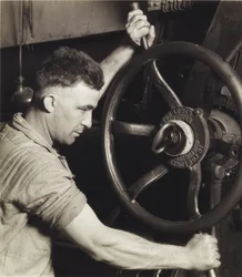 An Industrial Design: Pennsylvania Rubber Co. at the Control Wheel of a Great Calendar - Making Auto Tires